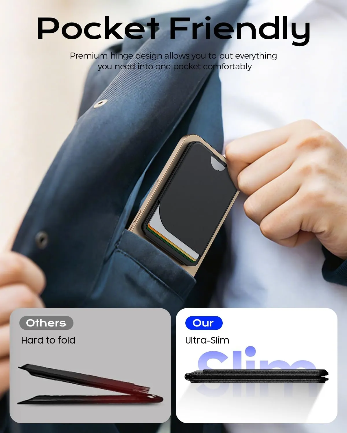 Upgraded Magsafe Wallet Strong Magnetic Wallet for Men Women Adjustable Stand Card Holder [RFID Blocking] Durable PU Leather Magnetic Card Slot for iPhone 16/15/14/13/12 Series (Black)