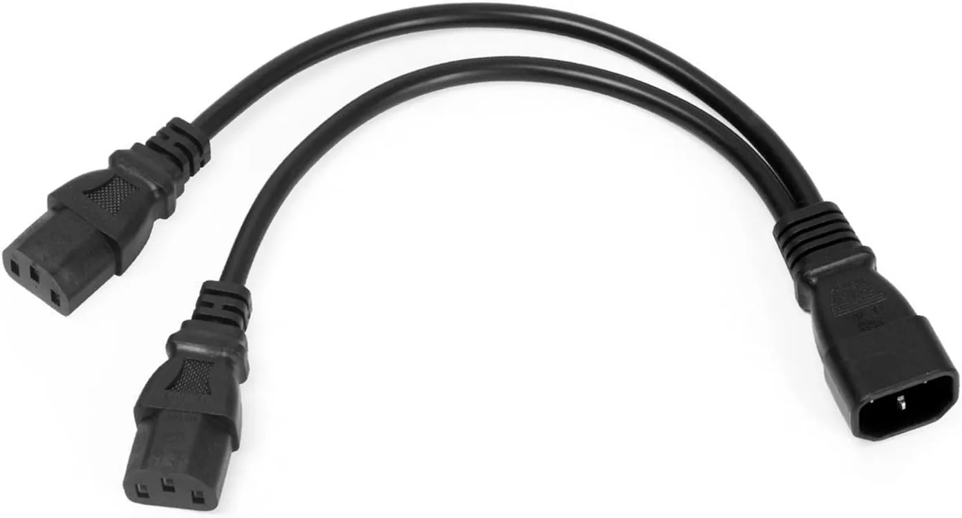 UPS Server Y Splitter C14 to 2 x C13 Power Extension Cable