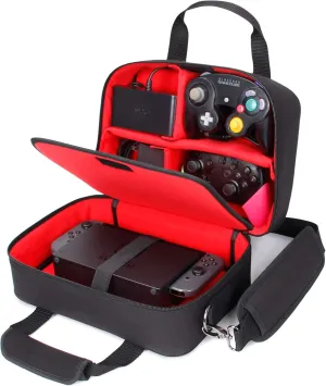 USA Gear Crossbody Sling Bag Compatible with Nintendo Switch 2, Dock Station, Gamecube/Pro Controller, Joy Cons & More Nintendo Switch 2 Accessories - Customizable Interior, Shoulder Strap - Red