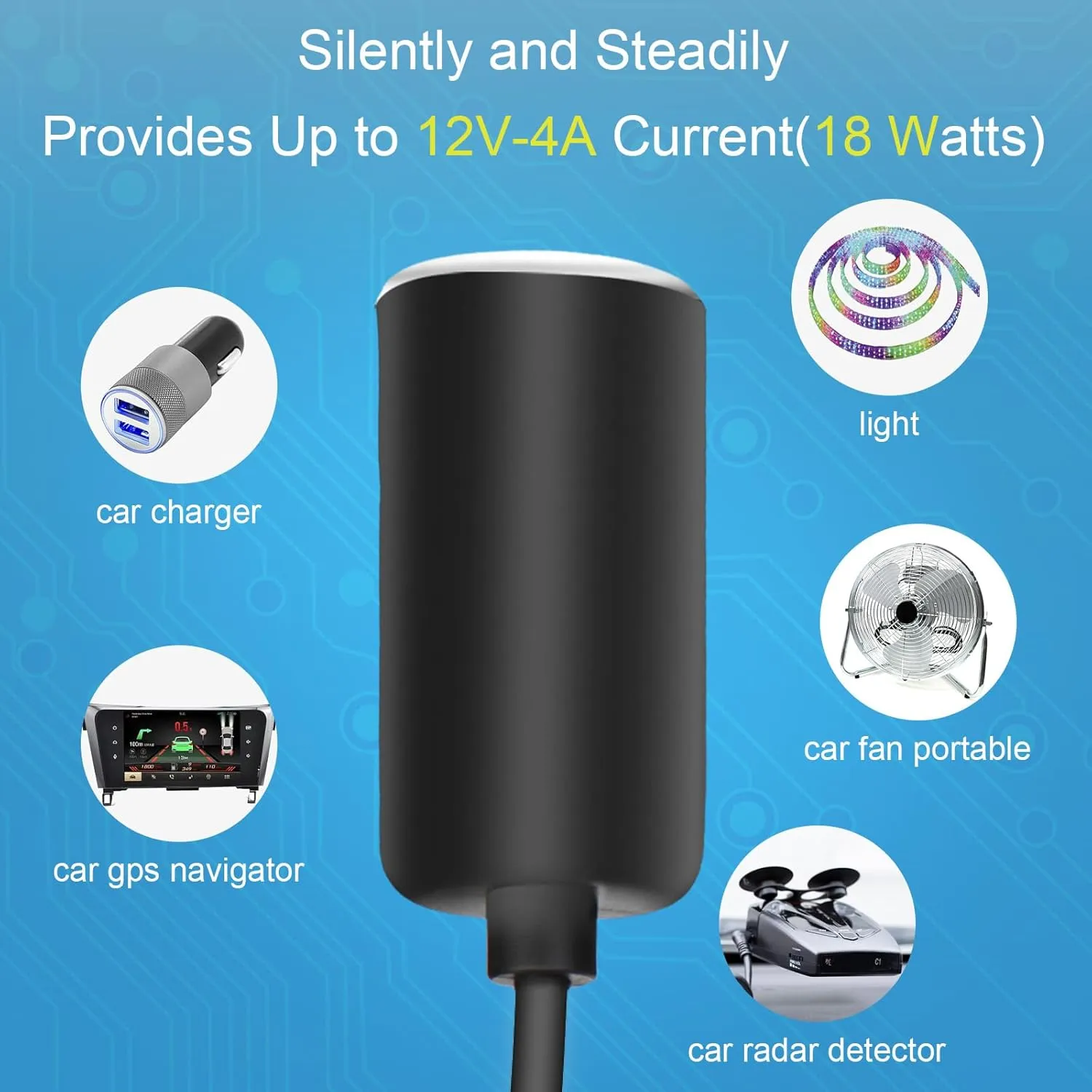 USB C to Cigarette Lighter Adapter 1 FT,2 of Pack, 12V /18W, for Dashboard Cameras, Radar Detectors, GPS, in-Vehicle LED Strips, and Other Automotive Electronics.
