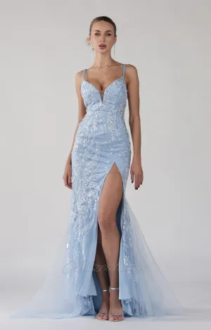 V-Neck Cut-Out Spaghetti Straps High Split Mermaid Dress