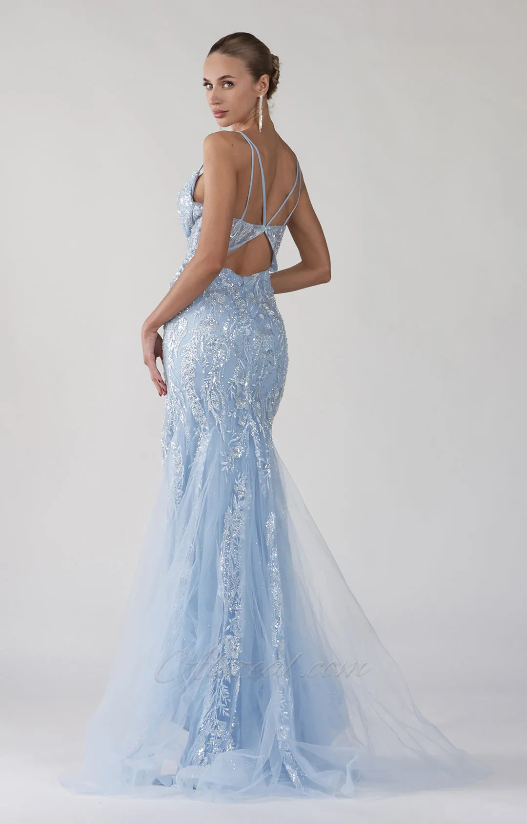 V-Neck Cut-Out Spaghetti Straps High Split Mermaid Dress