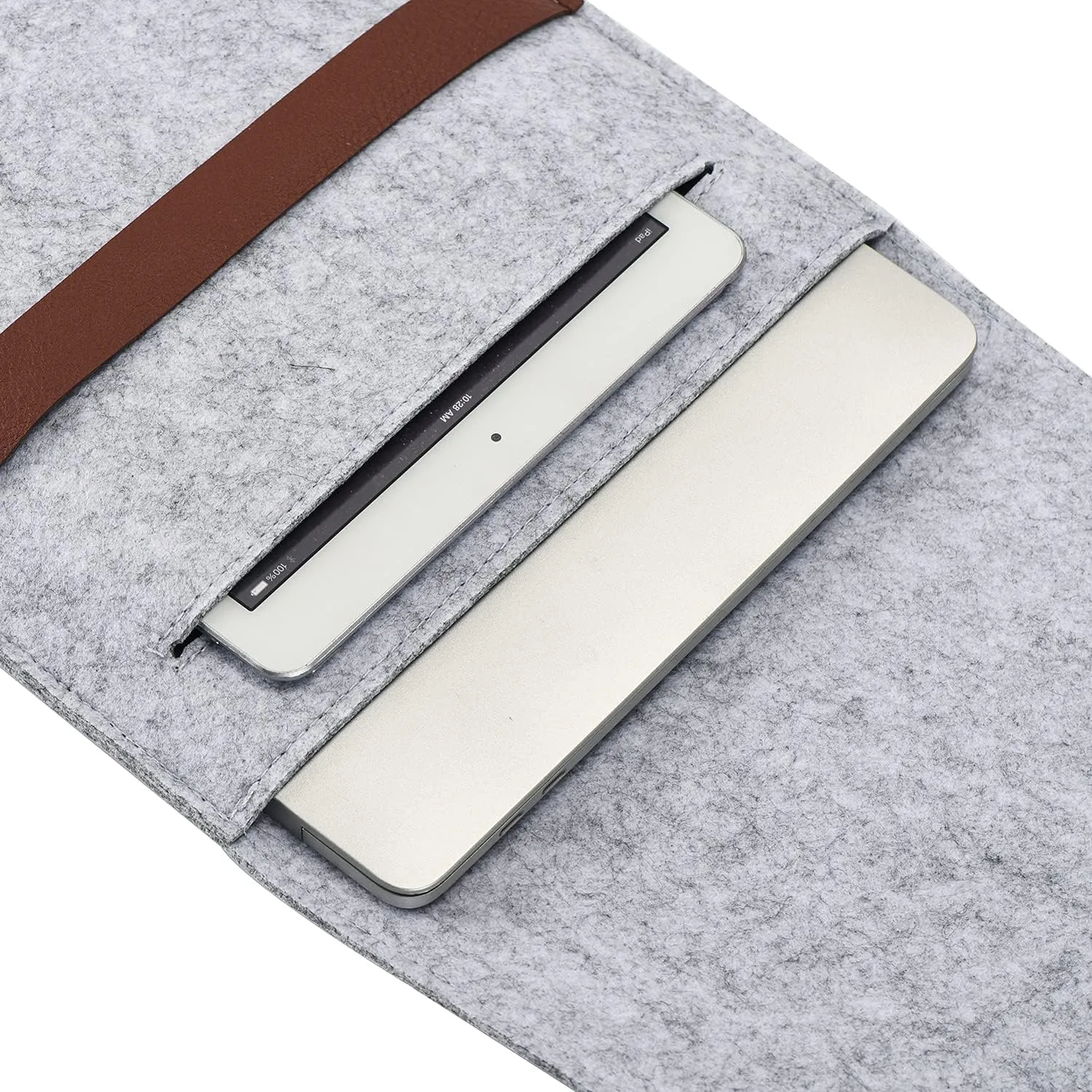 Vertical 15 Inch MacBook Pro Sleeve Protective Laptop Case for 16 Inch MacBook Pro 2019, 15 Inch MacBook Pro 2015-2019, Dell XPS 15 with Small Felt Accessory Bag(Light Gray)