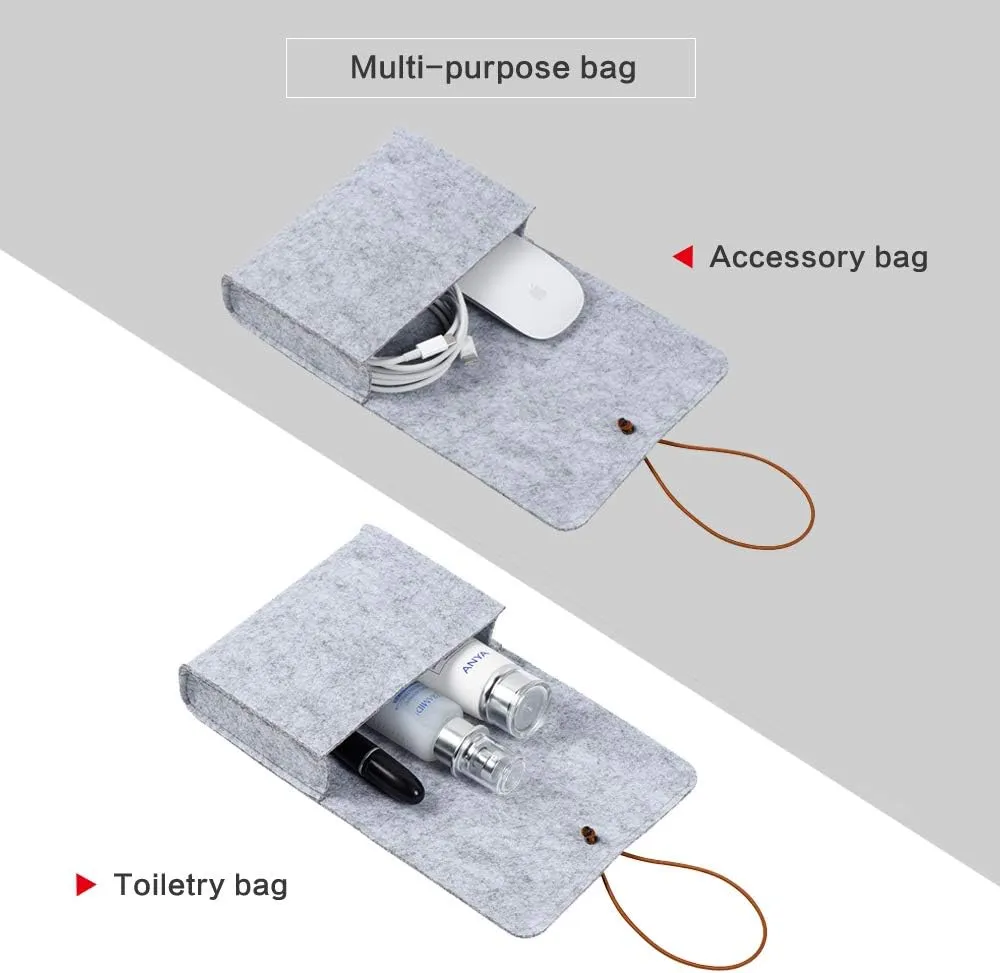 Vertical 15 Inch MacBook Pro Sleeve Protective Laptop Case for 16 Inch MacBook Pro 2019, 15 Inch MacBook Pro 2015-2019, Dell XPS 15 with Small Felt Accessory Bag(Light Gray)