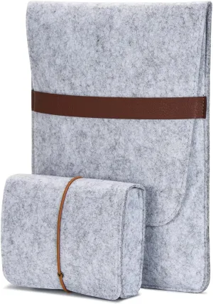 Vertical 15 Inch MacBook Pro Sleeve Protective Laptop Case for 16 Inch MacBook Pro 2019, 15 Inch MacBook Pro 2015-2019, Dell XPS 15 with Small Felt Accessory Bag(Light Gray)