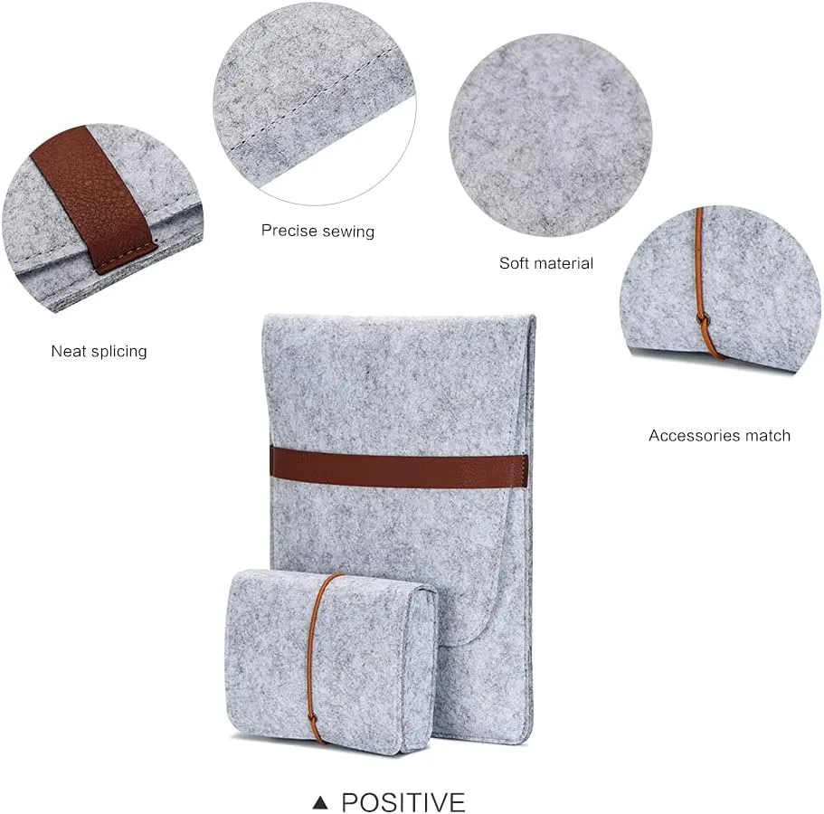 Vertical 15 Inch MacBook Pro Sleeve Protective Laptop Case for 16 Inch MacBook Pro 2019, 15 Inch MacBook Pro 2015-2019, Dell XPS 15 with Small Felt Accessory Bag(Light Gray)