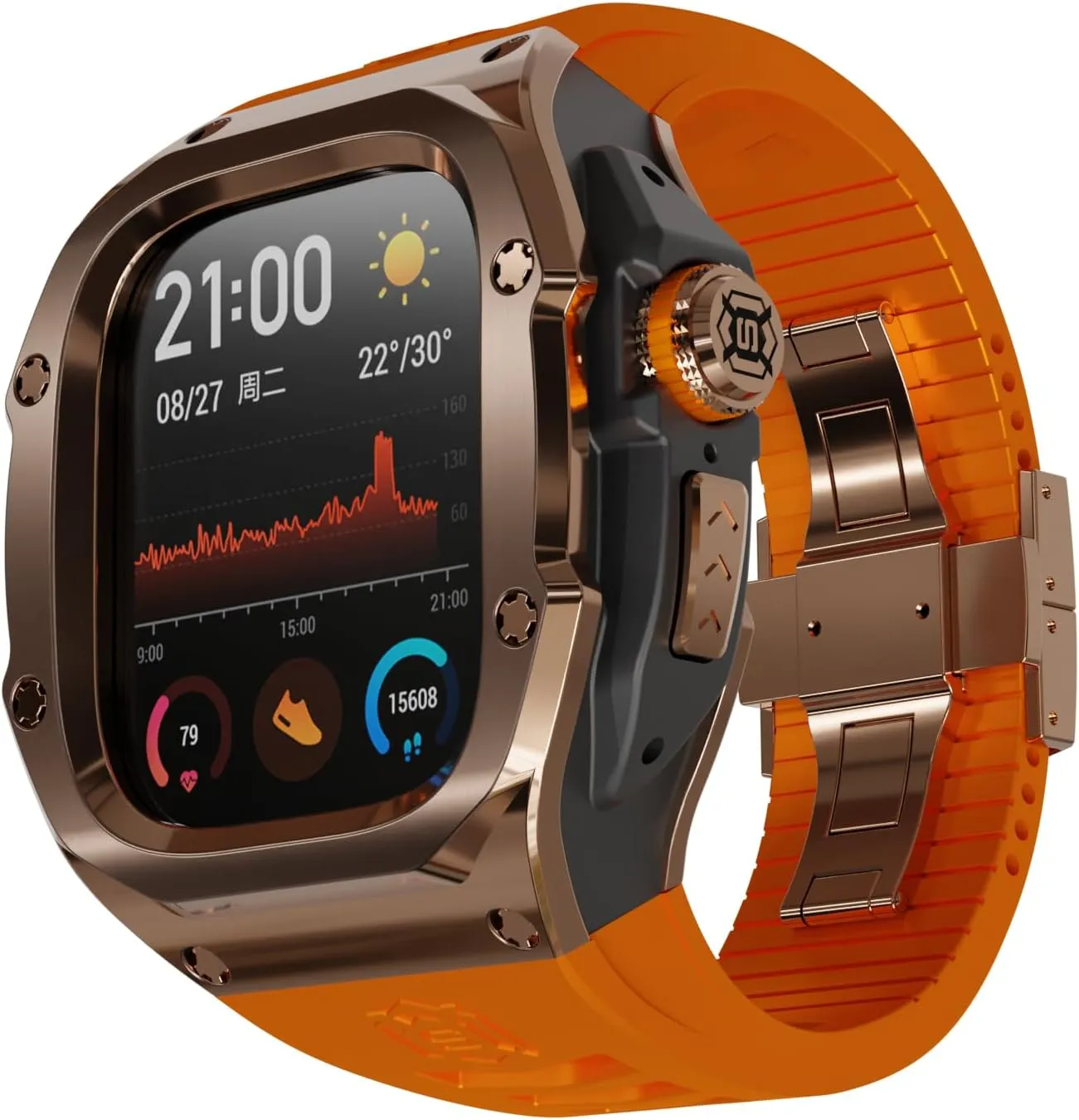 VeveXiao Rugged Case with Band Compatible with Apple Watch Ultra/Ultra 2 bands 49mm, Metal Protective Cover Case with Silicone Strap Shockproof Bumper for iWatch Ultra/Ultra2 49mm Mens Womens Strap