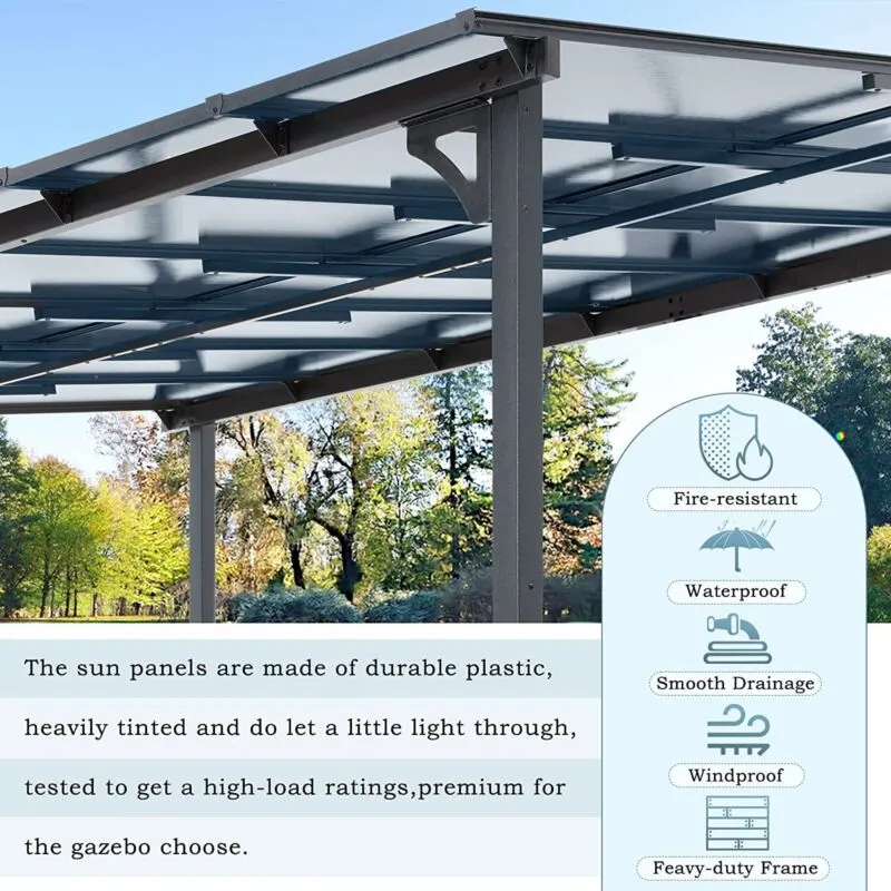Wall-Mounted Metal Pergola Gazebo  Durable Hard Top Outdoor Shelter