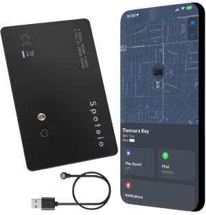 Wallet Tracker Card - Rechargeable Wallet Finder, Works with Apple Find My, Ultra-Thin Design, Waterproof, Smart Item Locator for Wallet, Luggage, Passport (iOS Only)
