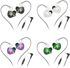 Wired Gaming Earbuds 4 Pack, AK6 PRO in Ear Monitors, Deep Bass Sound Wired Earbuds, HiFi in Ear Headphones with New 1DD 10mm Dynamic Driver, IEM for Music Gaming Video Calling (Four Colors)