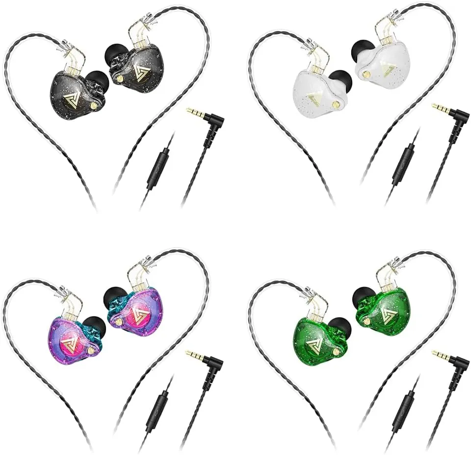Wired Gaming Earbuds 4 Pack, AK6 PRO in Ear Monitors, Deep Bass Sound Wired Earbuds, HiFi in Ear Headphones with New 1DD 10mm Dynamic Driver, IEM for Music Gaming Video Calling (Four Colors)