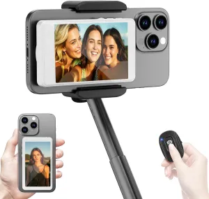 Wireless Selfie Monitor Screen for iPhone & Android1800mAh with Bluetooth Remote, 3-Level Brightness & Wide Screen Mode, Using Phone Rear Camera for Selfie Vlog No Delay Live Stream for TikTok White