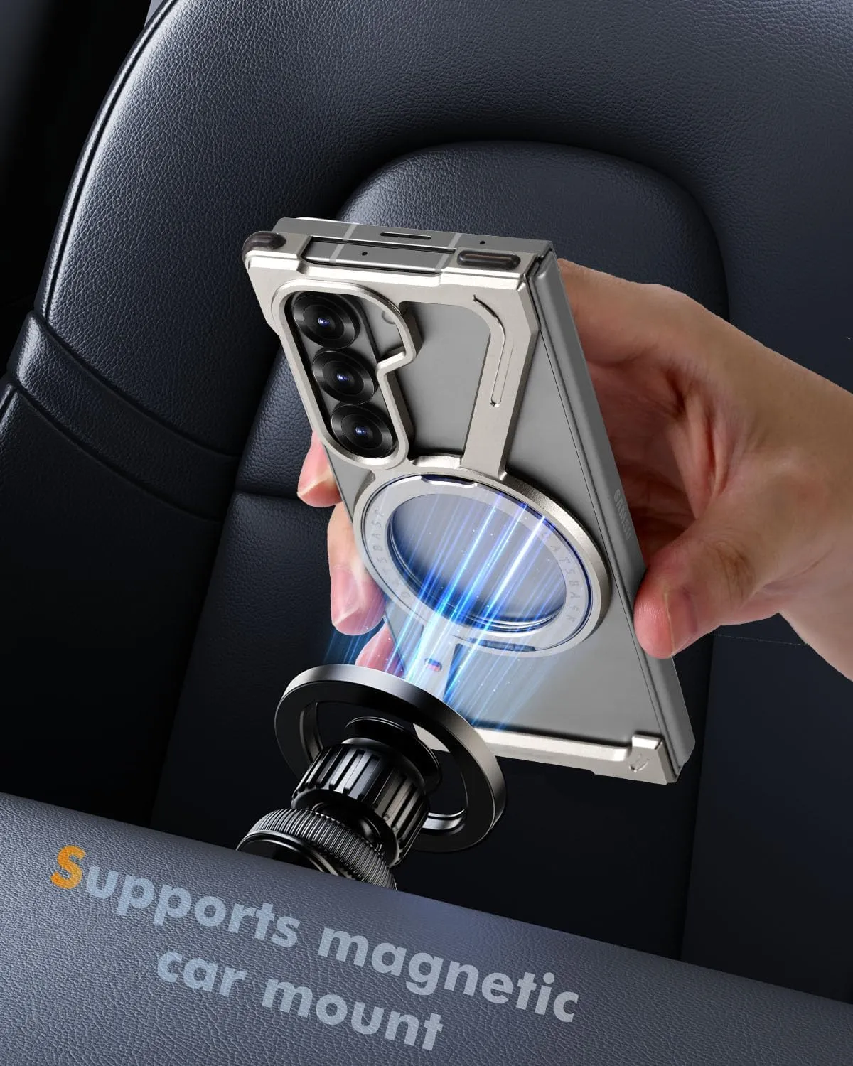Z Case Frameless Case for Samsung Galaxy Z Fold 6 Phone Case,Minimalist Case with Magnetic Kickstand 360 Rotatable,Bezel Less Slim Metal Case with Ring Holder Magnetic Stand for iPhone,Bumper Case