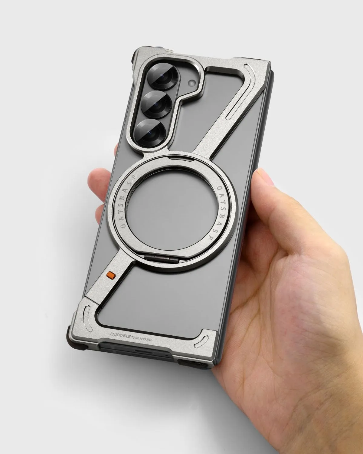 Z Case Frameless Case for Samsung Galaxy Z Fold 6 Phone Case,Minimalist Case with Magnetic Kickstand 360 Rotatable,Bezel Less Slim Metal Case with Ring Holder Magnetic Stand for iPhone,Bumper Case