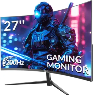 ZZA Gaming Monitor 27 inch PC Gaming Computer Monitor-165/200Hz 1ms -FHD 1080PFreeSyncHDMI 2.0Display Port 1.4VA Angle AdjustableVESA Compatible,Black